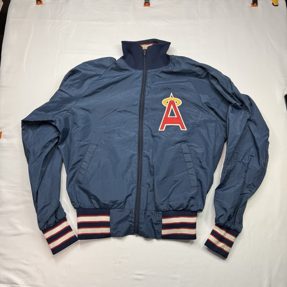 Vintage‎ 80s MLB Angels Mac Murray SATIN BOMBER JACKET MADE IN USA SIZE Medium